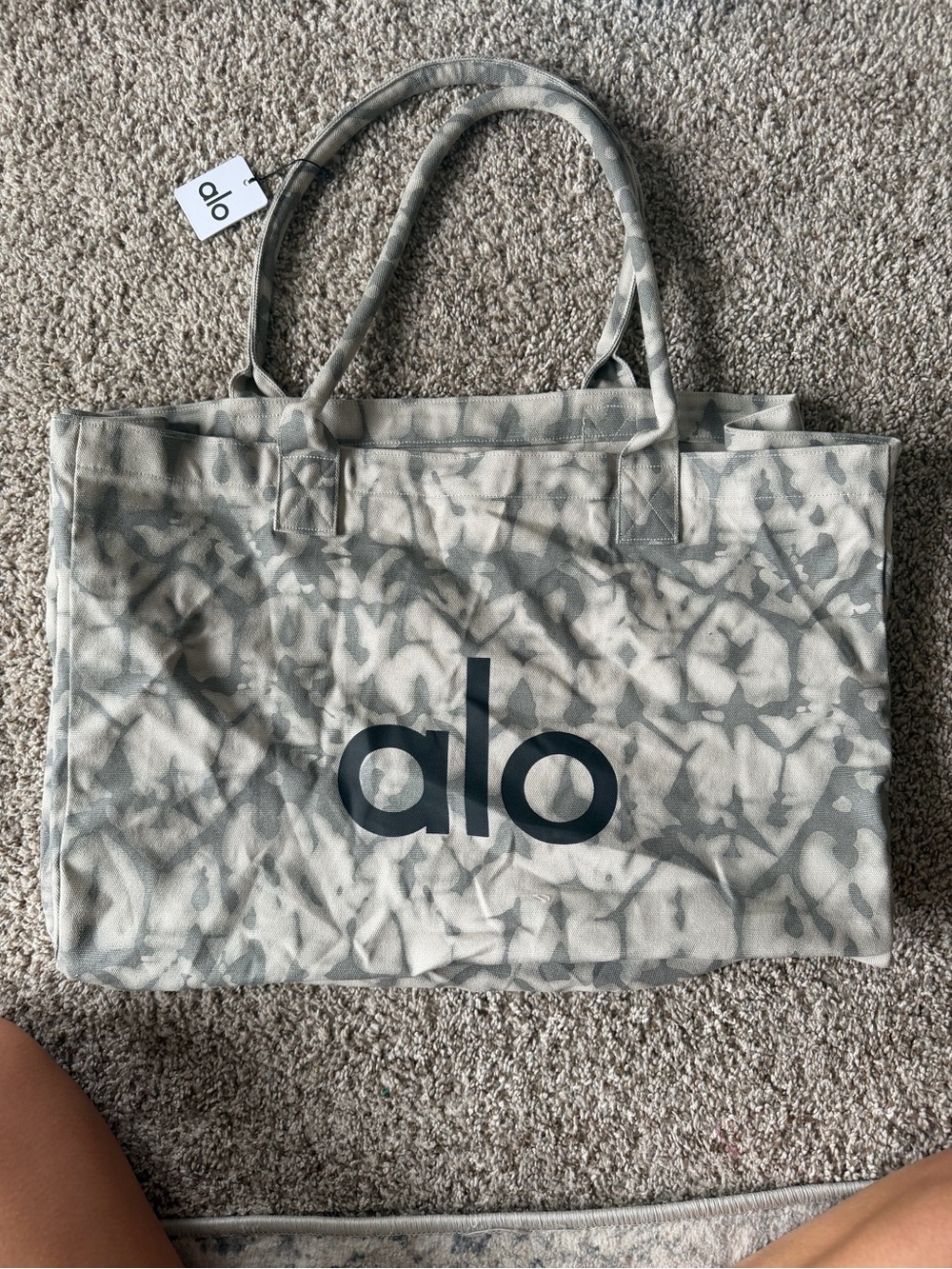 ALO Yoga Gray Tie-Dye Canvas Tote